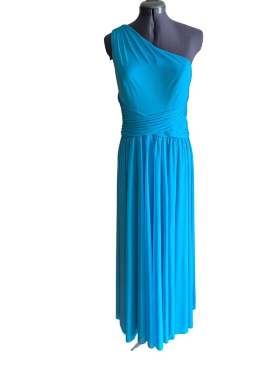 David's Bridal Dresses & Skirts - David's Bridal One Shoulder Malibu Blue Maxi Dress Size M